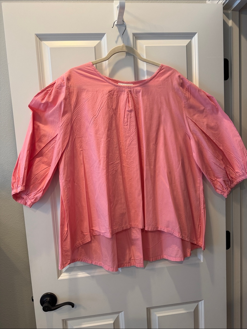 bryn Walker Pink Puff-Sleeve Hi-Low Blouse